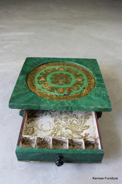 Eastern Green & Gold Work Box - Kernow Furniture