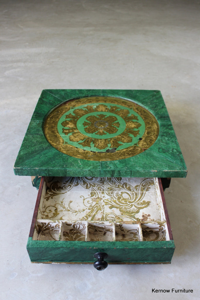 Eastern Green & Gold Work Box - Kernow Furniture