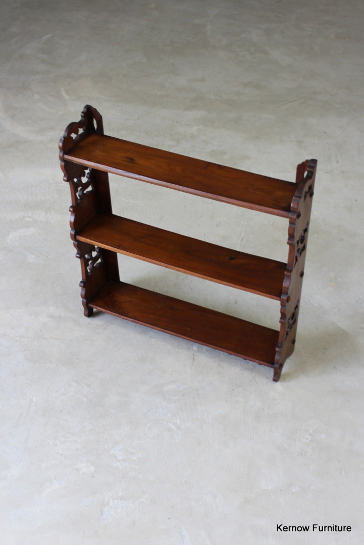 Victorian Walnut Pierced Wall Shelves - Kernow Furniture