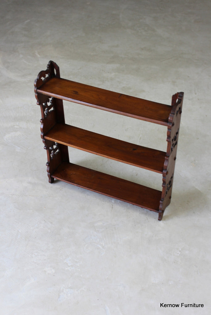 Victorian Walnut Pierced Wall Shelves - Kernow Furniture