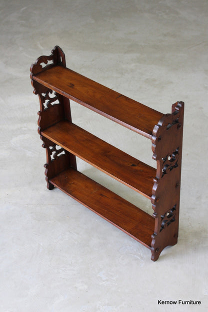 Victorian Walnut Pierced Wall Shelves - Kernow Furniture