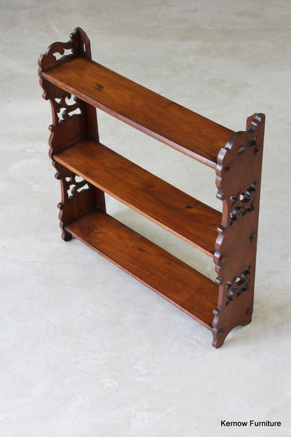 Victorian Walnut Pierced Wall Shelves - Kernow Furniture