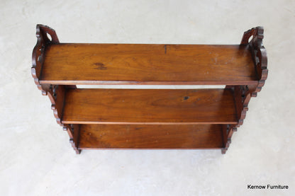 Victorian Walnut Pierced Wall Shelves - Kernow Furniture