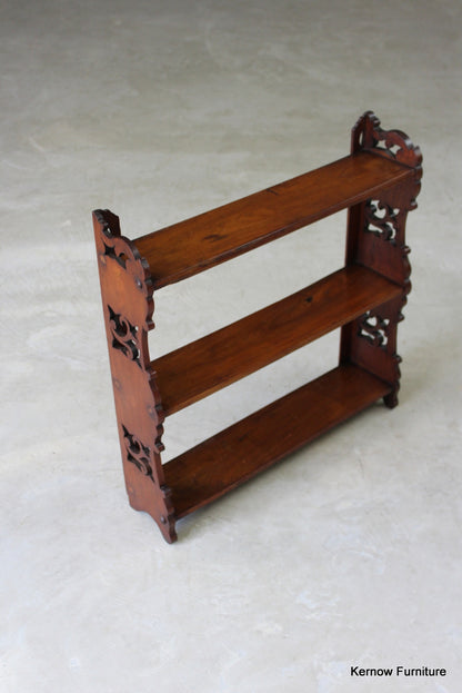 Victorian Walnut Pierced Wall Shelves - Kernow Furniture