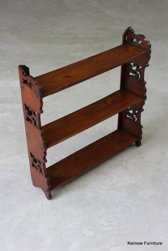 Victorian Walnut Pierced Wall Shelves - Kernow Furniture