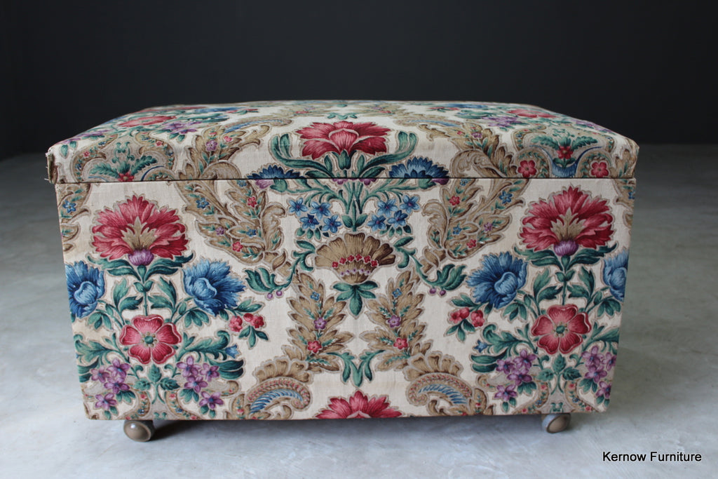 Floral Upholstered Ottoman - Kernow Furniture