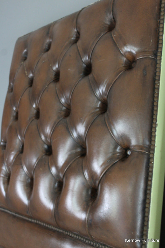 Pair Brown Leather Buttoned Doors - Kernow Furniture