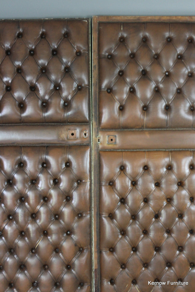 Pair Brown Leather Buttoned Doors - Kernow Furniture