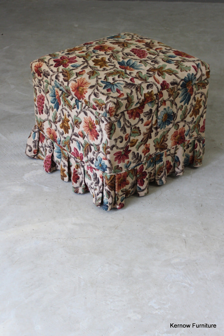 Square Floral Upholstered Ottoman - Kernow Furniture