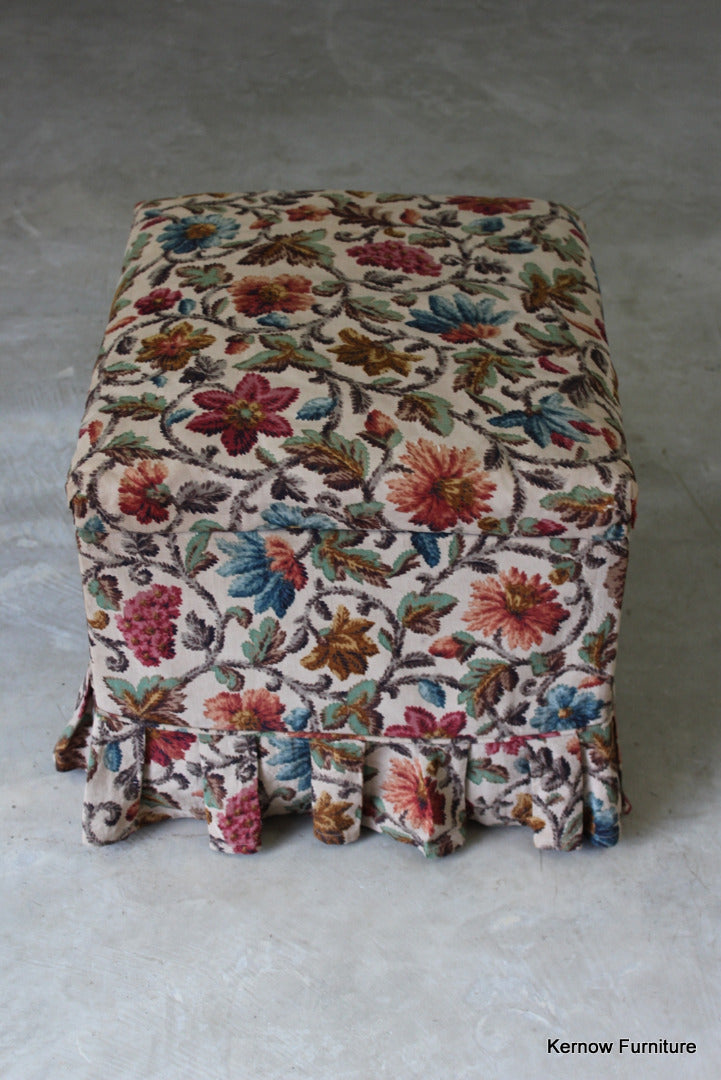 Square Floral Upholstered Ottoman - Kernow Furniture