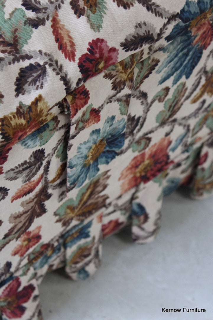 Square Floral Upholstered Ottoman - Kernow Furniture