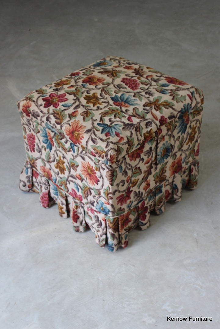 Square Floral Upholstered Ottoman - Kernow Furniture