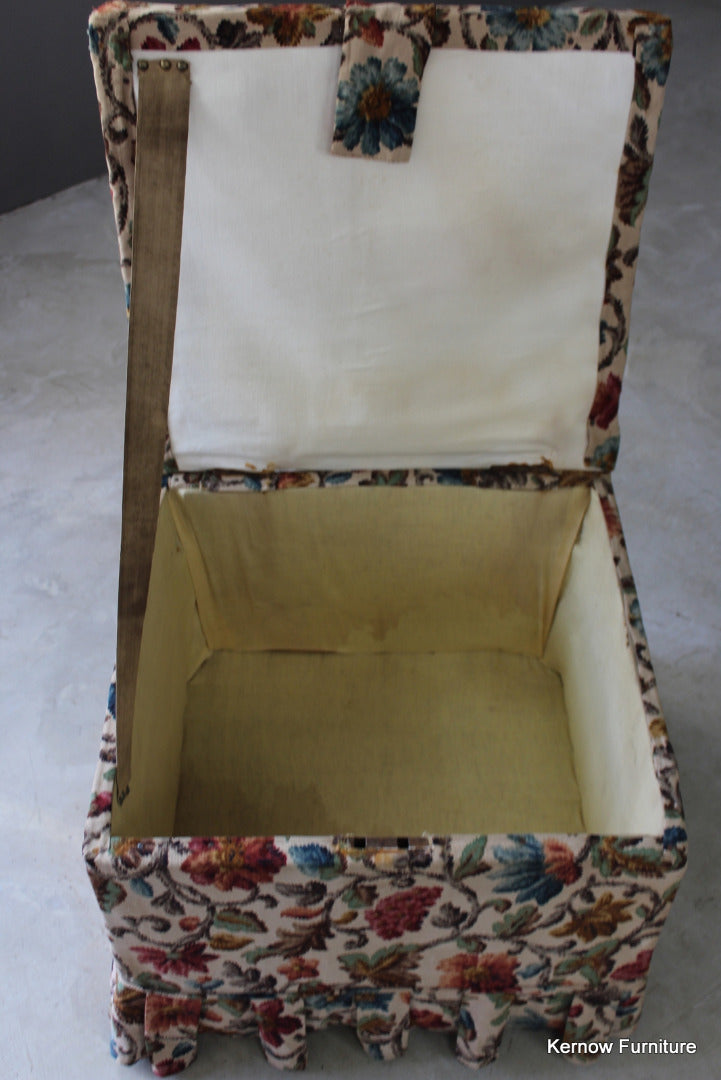 Square Floral Upholstered Ottoman - Kernow Furniture