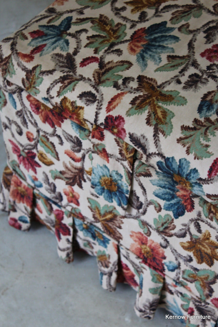 Square Floral Upholstered Ottoman - Kernow Furniture