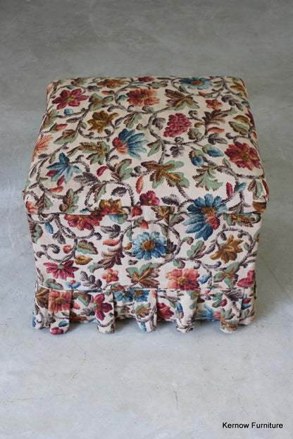 Square Floral Upholstered Ottoman - Kernow Furniture