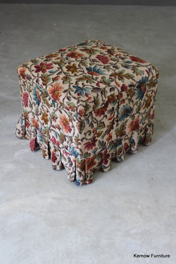 Square Floral Upholstered Ottoman - Kernow Furniture