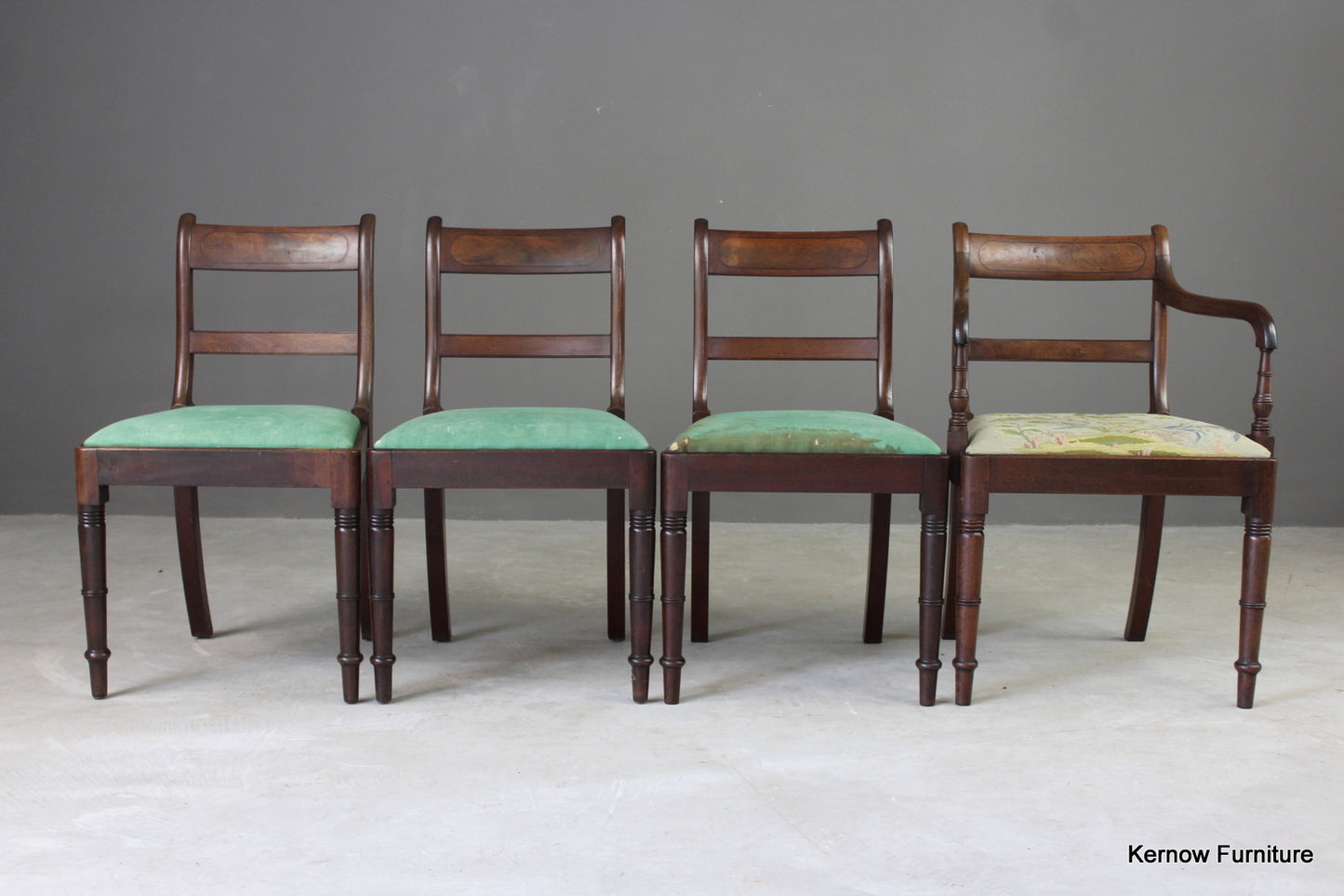 4 Antique Bar Back Mahogany Dining Chairs - Kernow Furniture