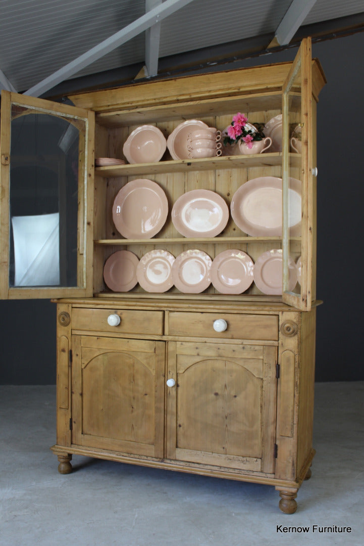 Antique Victorian Pine Glazed Dresser - Kernow Furniture