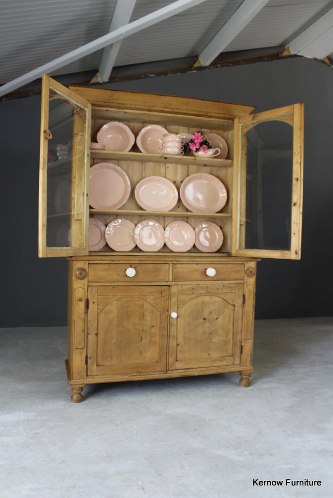 Antique Victorian Pine Glazed Dresser - Kernow Furniture