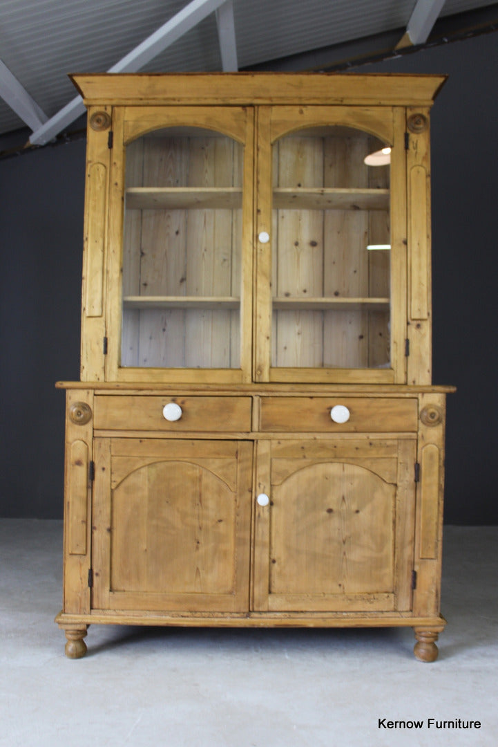 Antique Victorian Pine Glazed Dresser - Kernow Furniture