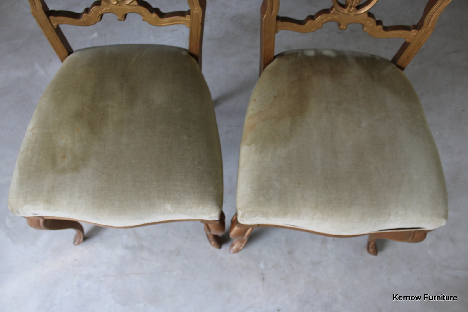 Pair Edwardian Gilt Painted Side Chairs - Kernow Furniture