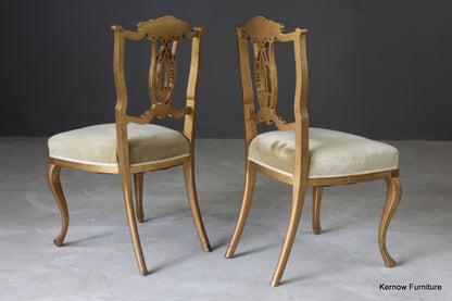 Pair Edwardian Gilt Painted Side Chairs - Kernow Furniture