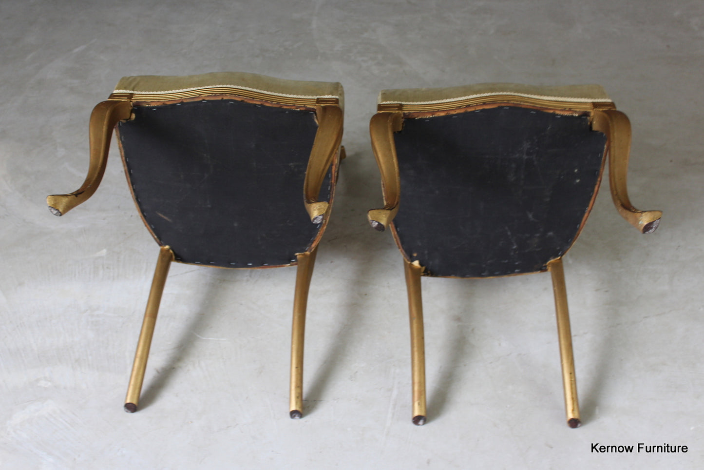 Pair Edwardian Gilt Painted Side Chairs - Kernow Furniture