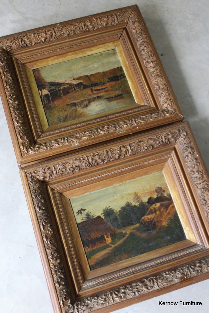 Pair African Oil Paintings - Kernow Furniture