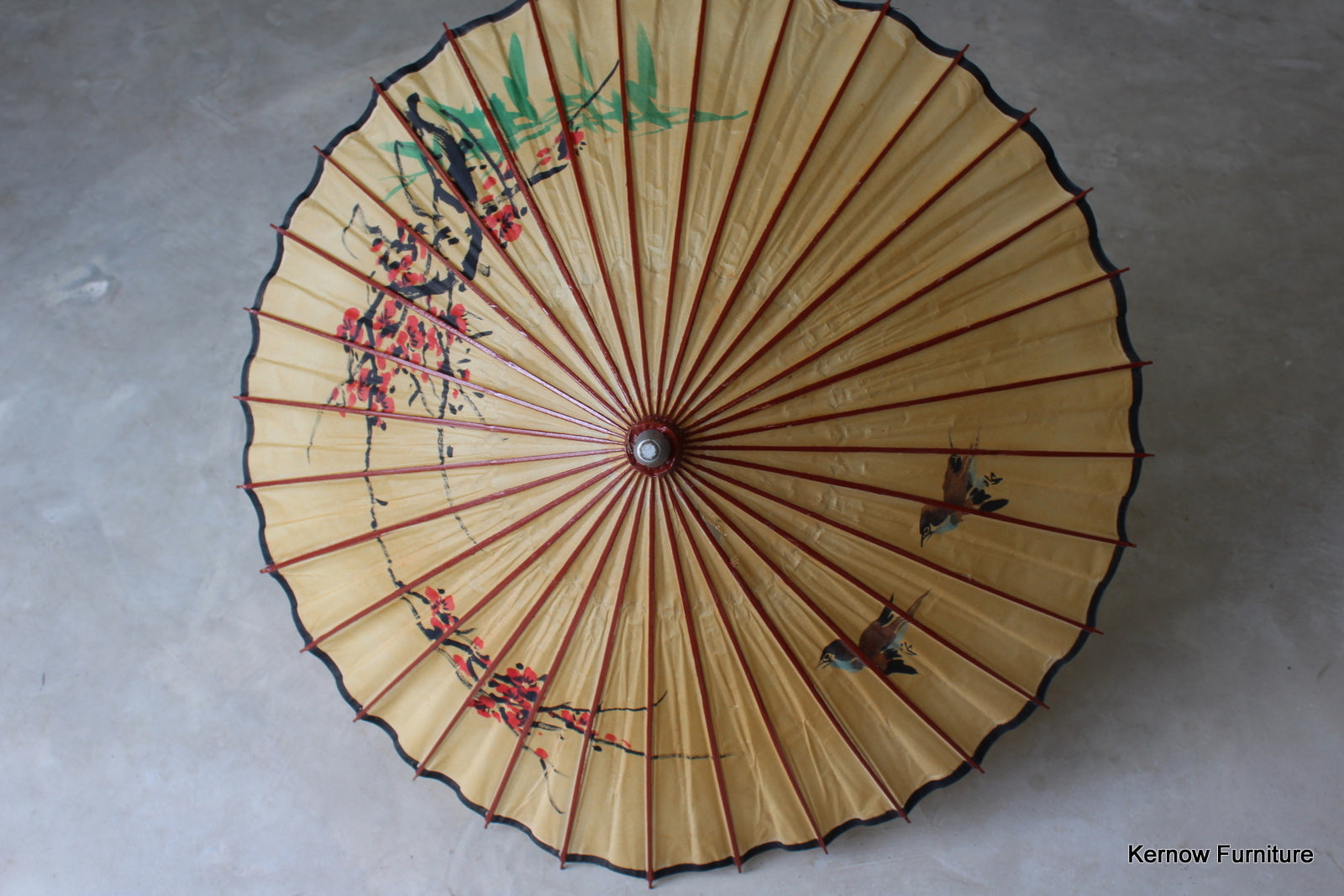 Vintage Oriental Bird Parasol - Kernow Furniture