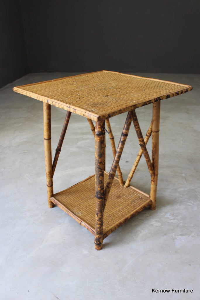 Vintage Bamboo Square Side Table - Kernow Furniture
