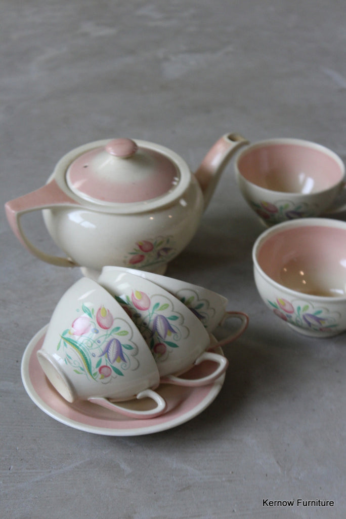 Vintage Burslem Susie Cooper Tea Pot & Cups - Kernow Furniture