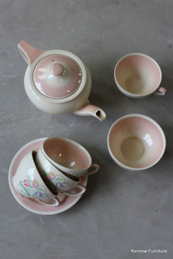 Vintage Burslem Susie Cooper Tea Pot & Cups - Kernow Furniture