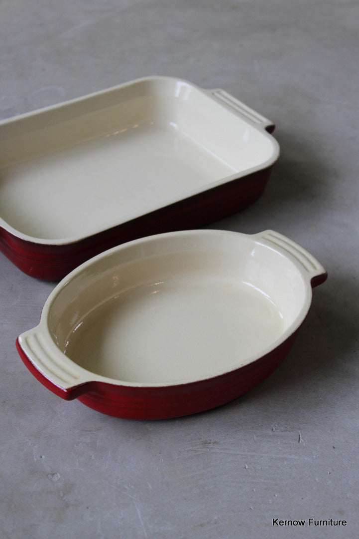 Pair Le Crueset Red Oven Dishes - Kernow Furniture