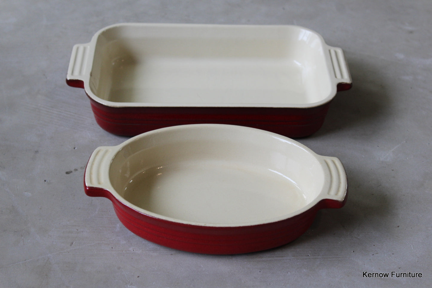 Pair Le Crueset Red Oven Dishes - Kernow Furniture