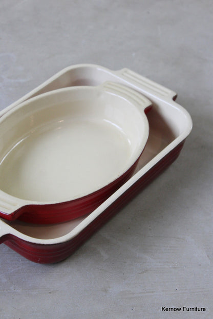 Pair Le Crueset Red Oven Dishes - Kernow Furniture