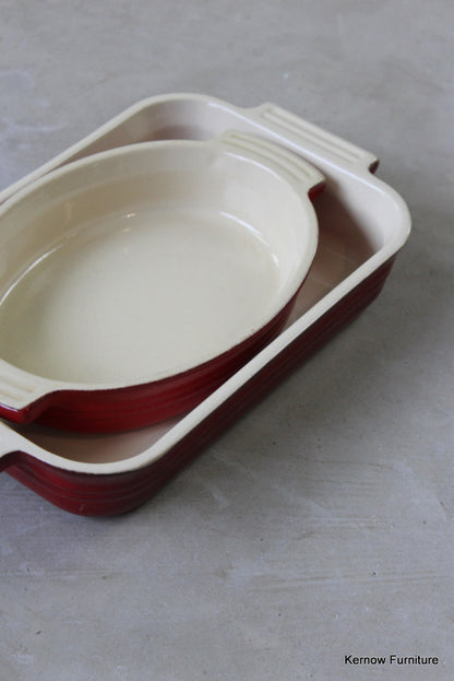 Pair Le Crueset Red Oven Dishes - Kernow Furniture