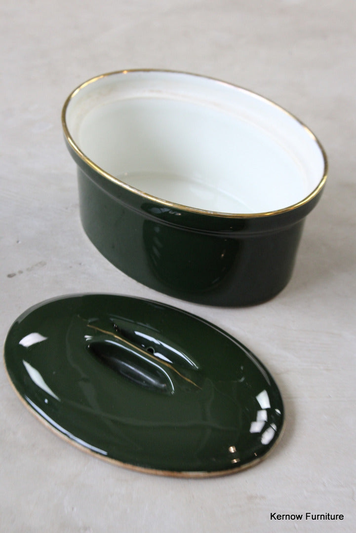 Apilco French Green & Gold Casserole Dish - Kernow Furniture