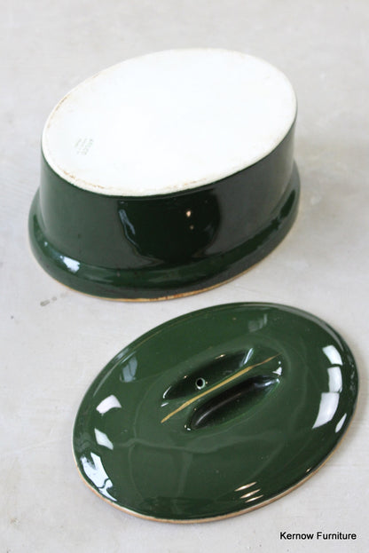 Apilco French Green & Gold Casserole Dish - Kernow Furniture