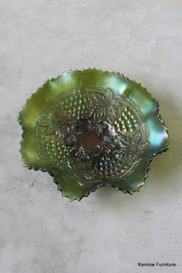 Green Carnival Glass Bowl - Kernow Furniture