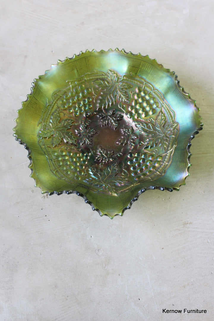 Green Carnival Glass Bowl - Kernow Furniture