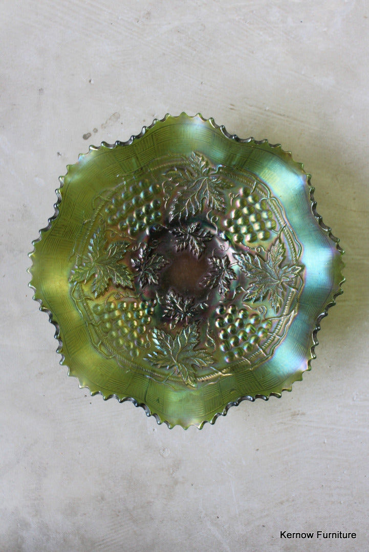 Green Carnival Glass Bowl - Kernow Furniture