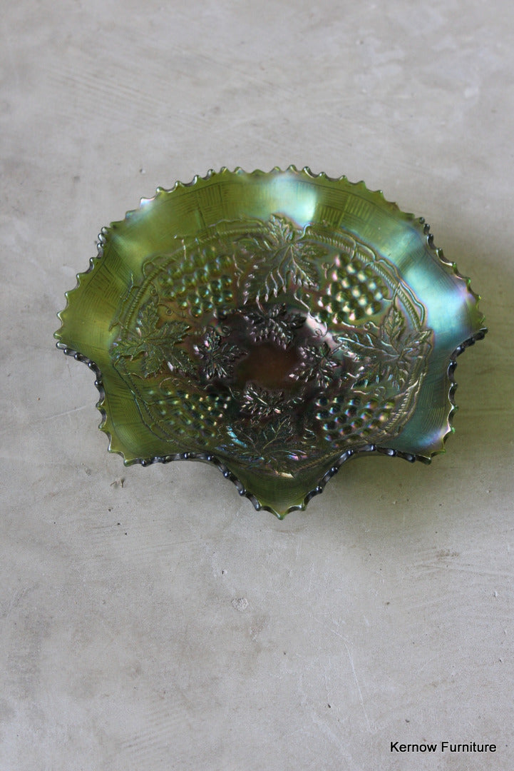 Green Carnival Glass Bowl - Kernow Furniture