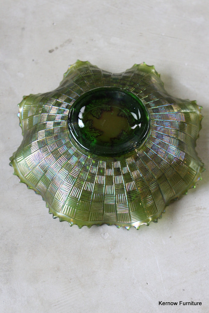 Green Carnival Glass Bowl - Kernow Furniture