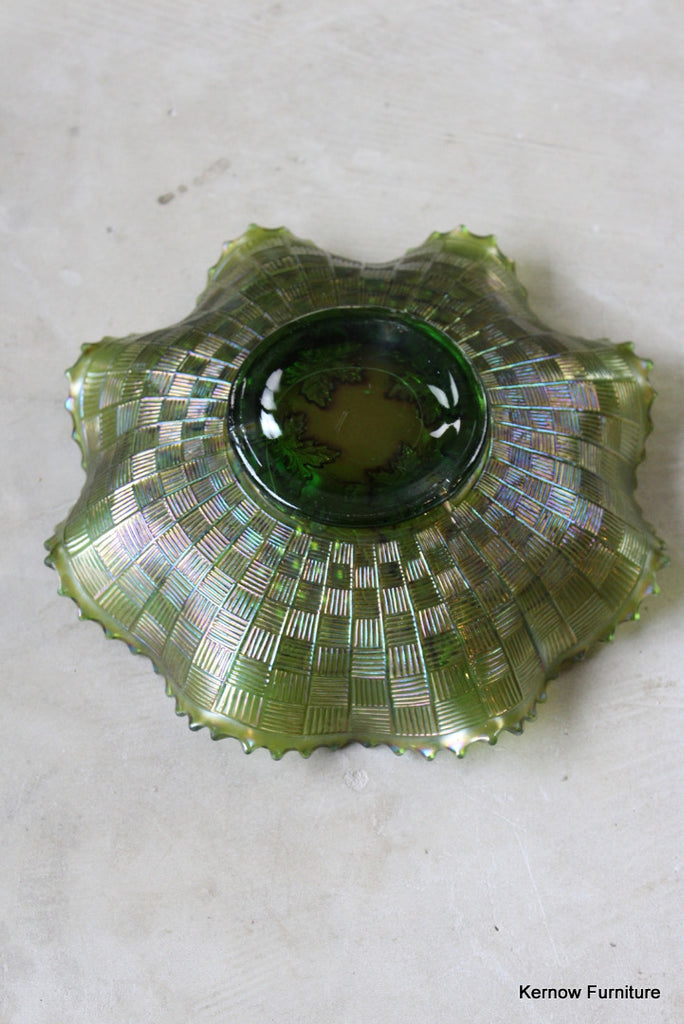 Green Carnival Glass Bowl - Kernow Furniture