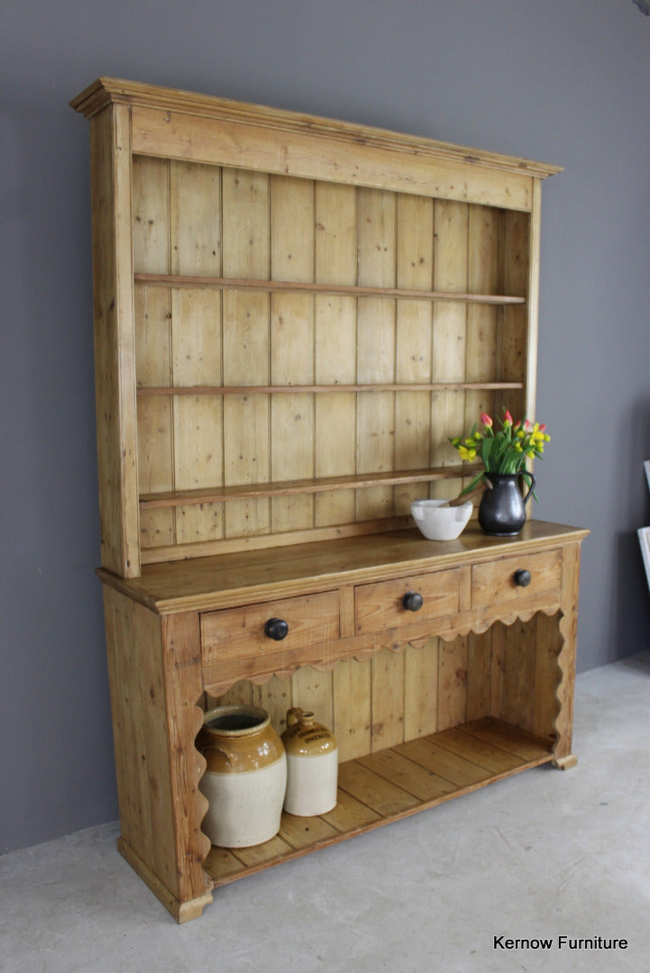 Large Antique Stripped Pine Dresser - Kernow Furniture