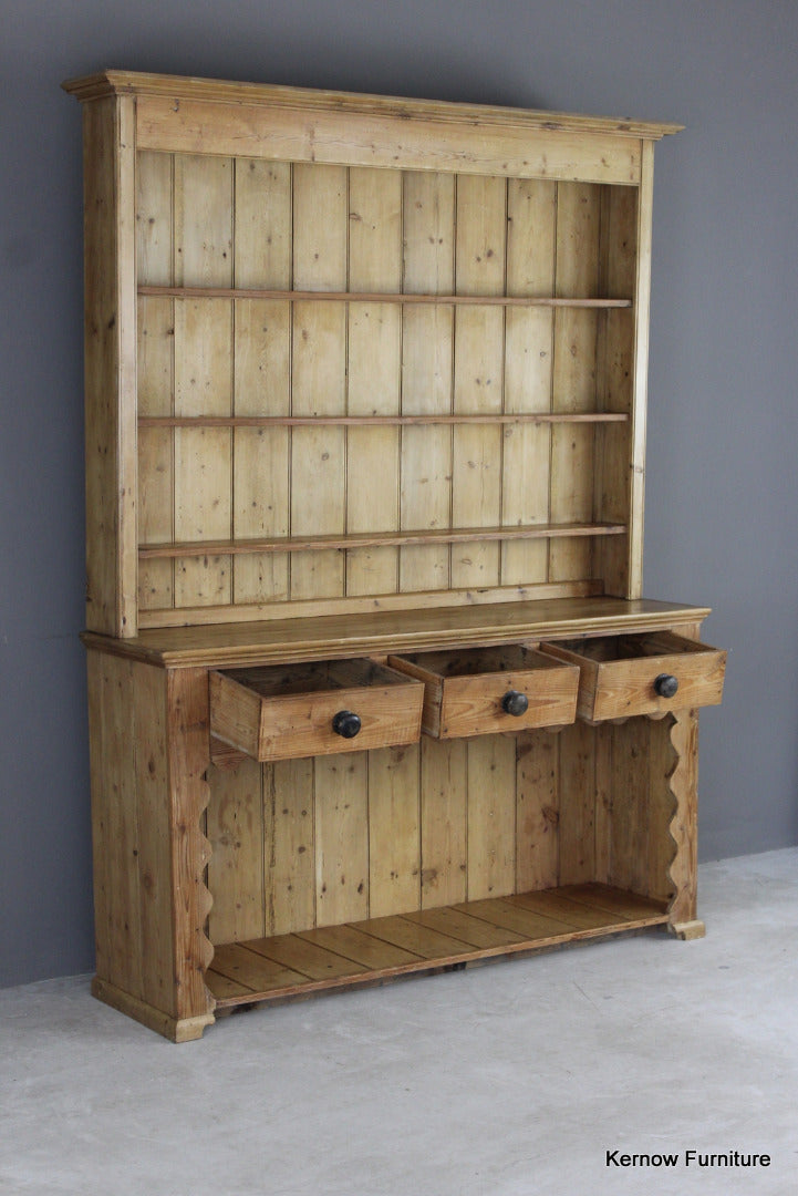 Large Antique Stripped Pine Dresser - Kernow Furniture