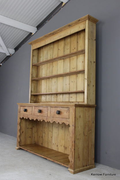 Large Antique Stripped Pine Dresser - Kernow Furniture