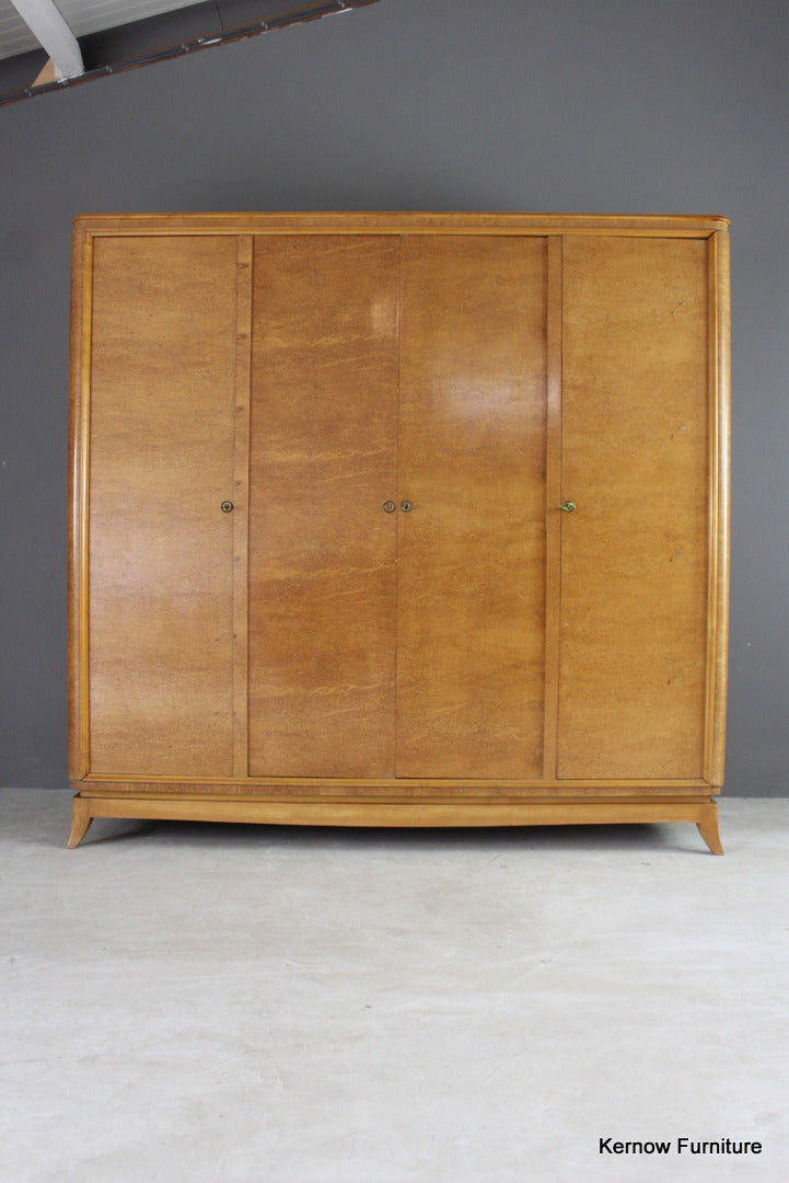 French Style Burr Maple Large Wardrobe - Kernow Furniture