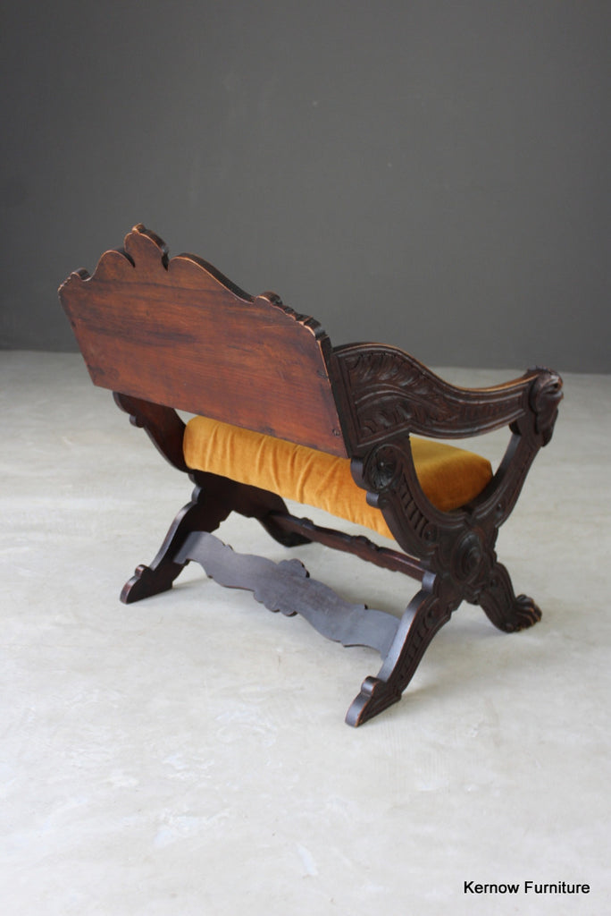 Carved Walnut Savonarola Chair - Kernow Furniture