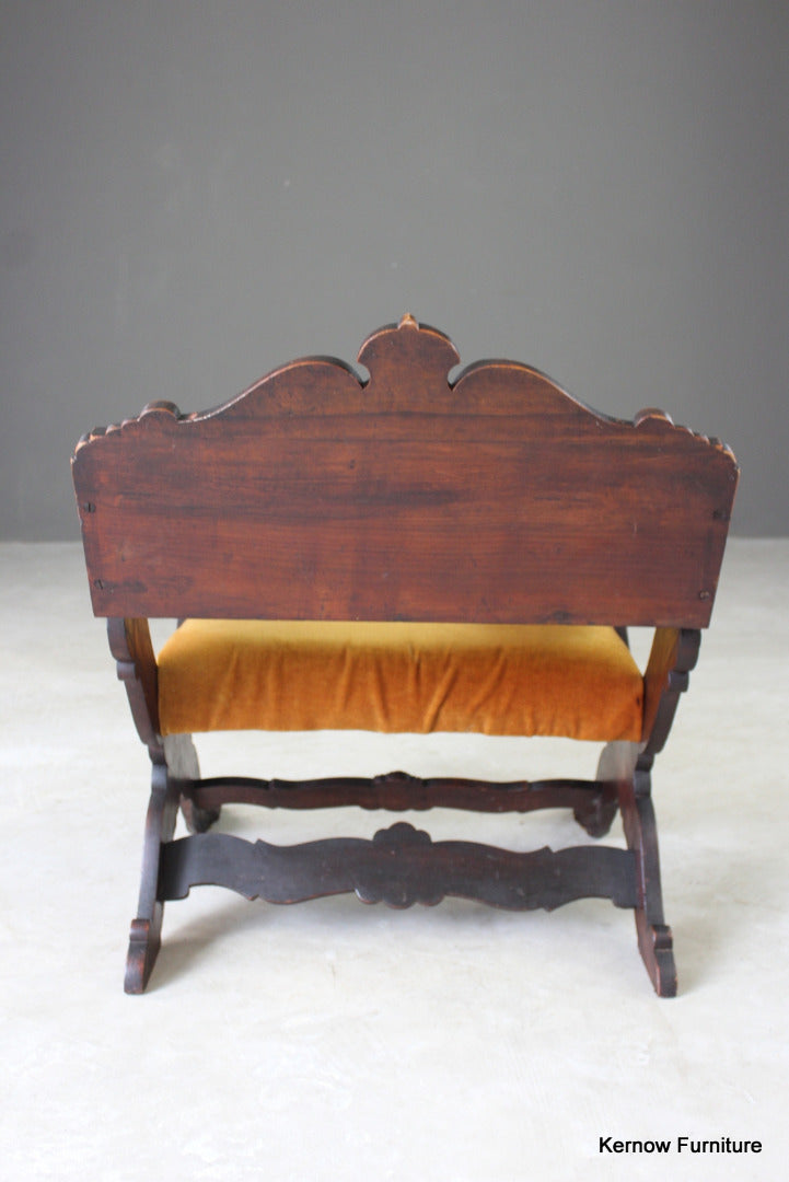 Carved Walnut Savonarola Chair - Kernow Furniture